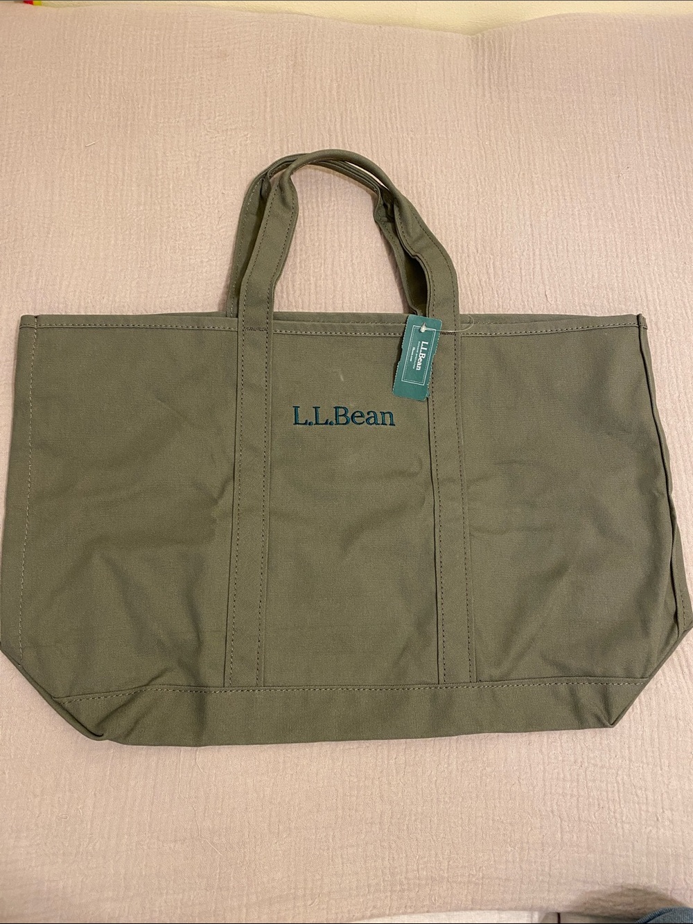 L.L. Bean Olive Canvas Carryall Tote. New